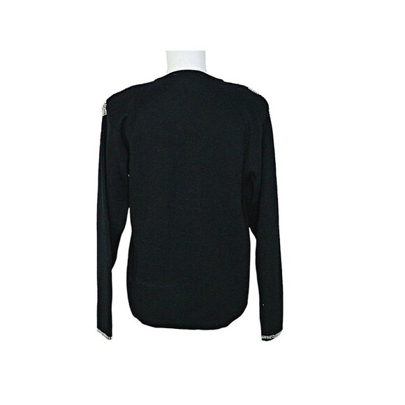 Womens Vintage Y2k Regency Collection Rhinestones Bow Black Classy Sweater Sz L - Picture 3 of 12